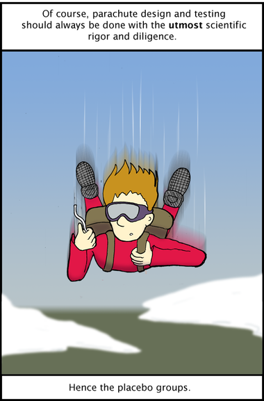 Often we're forced to redo these groups as they're oddly silent re: telling the researchers whether they felt the parachute work or not