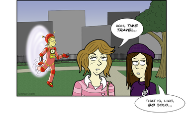 Of course he's just heading back in time to pick up the new Luke Surl Comics books that are on sale soon! </plug>