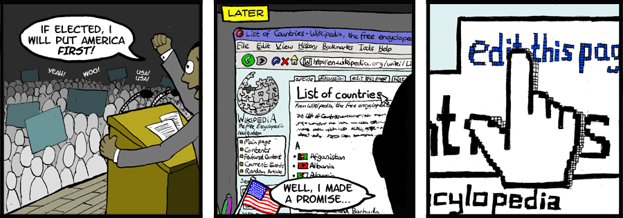 The article in question is actually semi-protected, but presidents automatically have wikipedia moderator priviliges.
