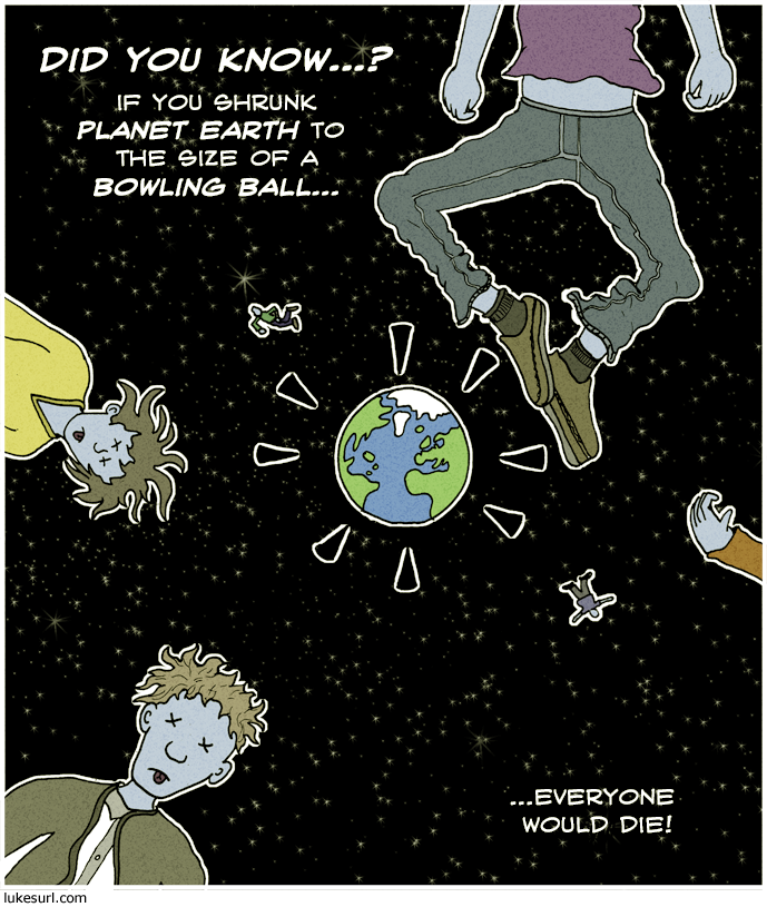 Happens if the people shrink with the planet, or if they they stay the same size. So please don't do either. 